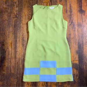 Amanda Smith Lime Green & periwinkle sleeveless dress size 10 petite